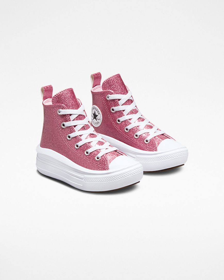 Girls' Converse Chuck Taylor All Star Move Glitter High Top Platform Shoes Pink / Purple / White | AU 36480G